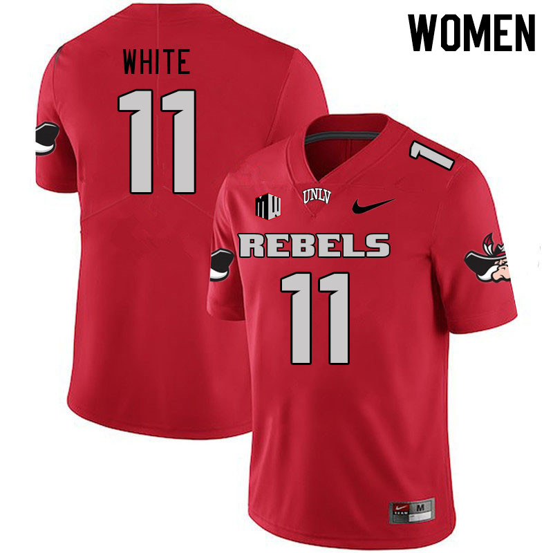 Women #11 Ricky White UNLV Rebels 2023 College Football Jerseys Stitched-Scarlet - Click Image to Close